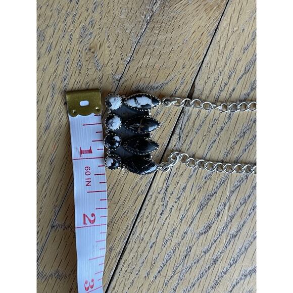 White Buffalo Turquoise Sterling Silver Cluster Necklace Southwestern - Picture 9 of 11